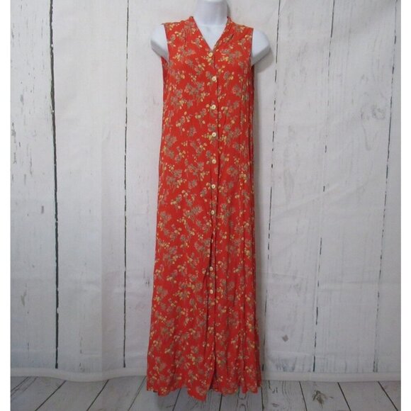 April Cornell Dresses & Skirts - April Cornell Dress S Small Orange Floral Maxi Prairie Cottagecore